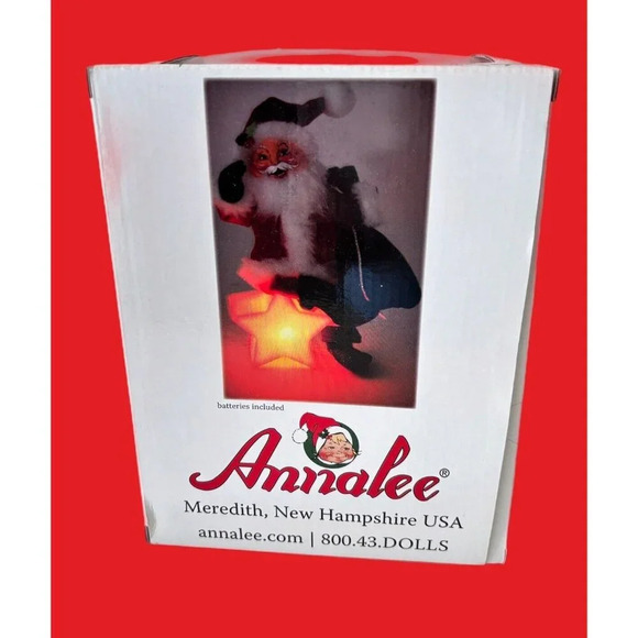 ANNALEE 9" CHRISTMAS DELIGHTS SANTA CLAUS & BAG HOLIDAY STAR LIGHTS UPDOLL NWT - Picture 9 of 11